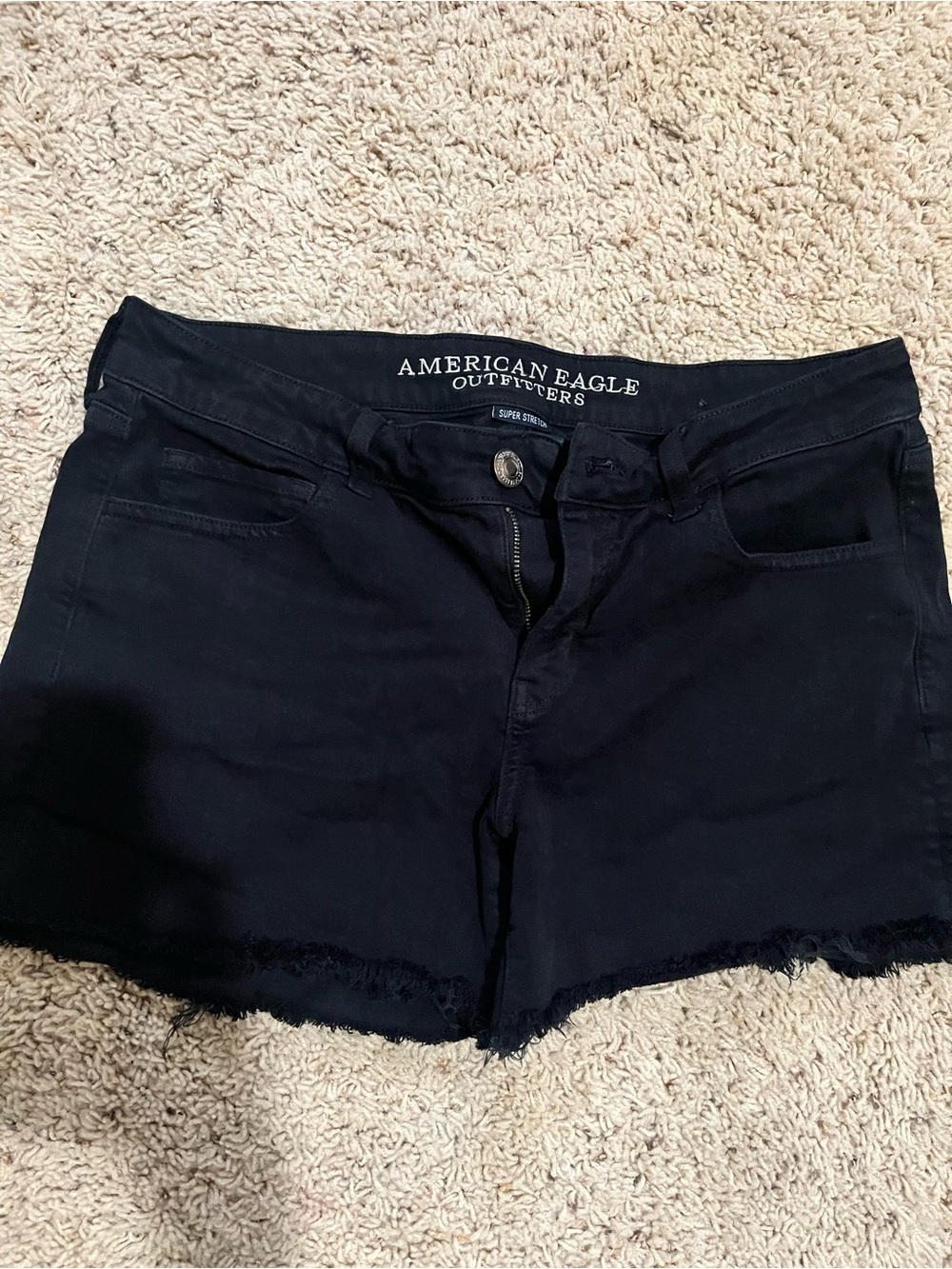 American Eagle Outfitters Black Frayed Hem Denim Shorts